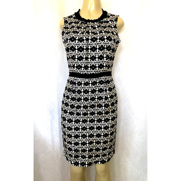 NWT Milly Silk Dress Sheath Sleeveless Black Gray Round Neck Keyhole Lin… - Picture 1 of 8